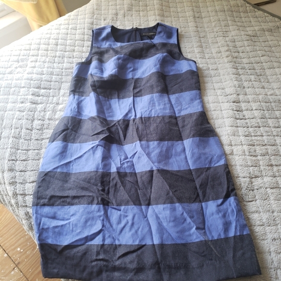 *NEW! BANANA REPUBLIC CREW NECK SLEEVELESS SHIFT DRESS POCKETS STRIPES KNEE 2 XS - Picture 10 of 14